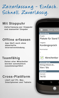 Screenshot Android Zeiterfassung App