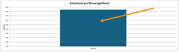 Beispiel für das Diagramm Arbeitszeit pro Monat