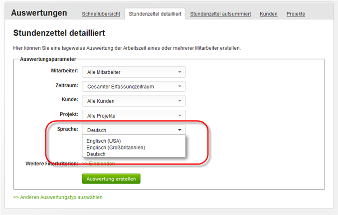 Mehrsprachige Auswertung