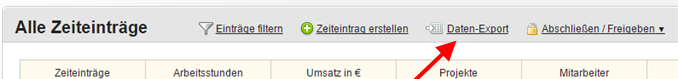 CSV Export der Zeiteinträge